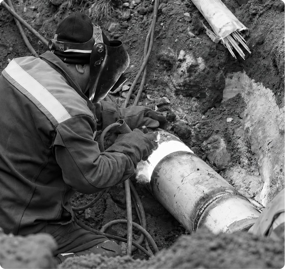 Fusing a pipe joint in an open excavation